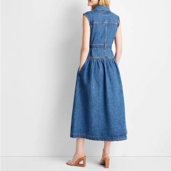 Sleeveless Denim Button Front Midi Dress NWT but needs minor repair Size 4 - Picture 12 of 12